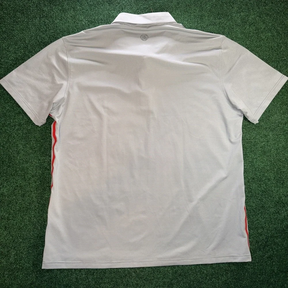 G Fore Golf Polo Men's Size XL Gray White Stripe Red Down Sides